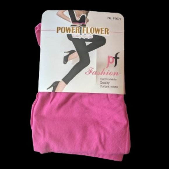 Power Flower Pants - Bright Pink Footless Tights Leggings Size Large NEW NWT